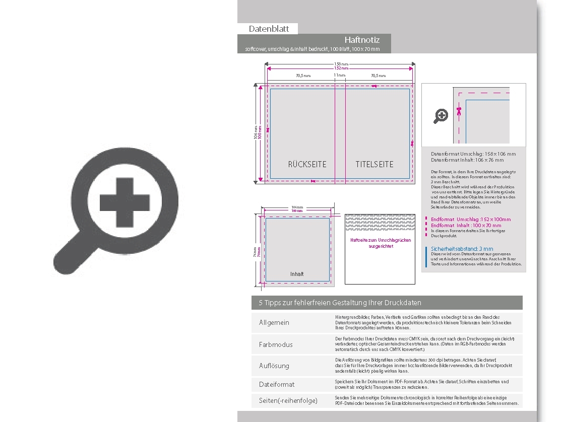 Product Bild haftnotizen_100_x_70_mm__100_blatt_mit_bedrucktem_inhalt_und_kartonumschlag